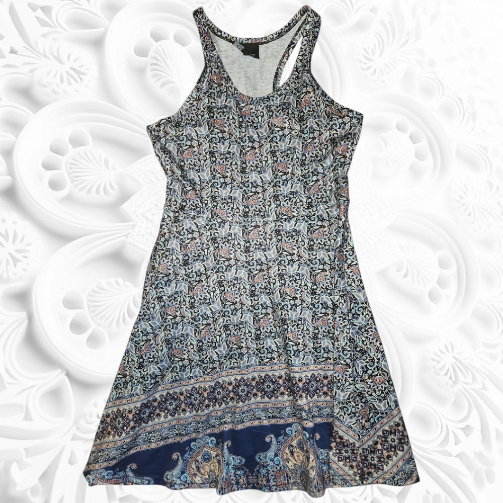 Angie Blue and White Patterned Mini Dress